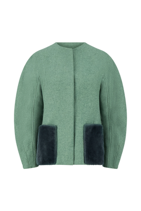 BOILED WOOL SHEARLING COAT