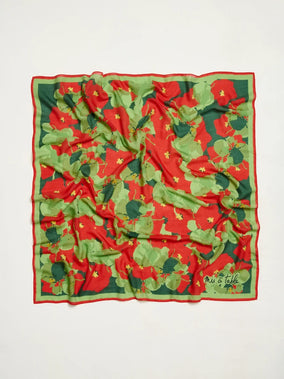 SCREEN PRINTED SQUARE SCARF IN 100X100 CM IN RED