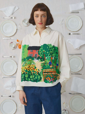 PRINTED HAND EMBROIDERED BLOUSE