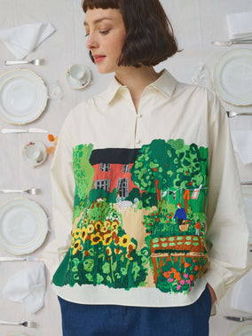 PRINTED HAND EMBROIDERED BLOUSE