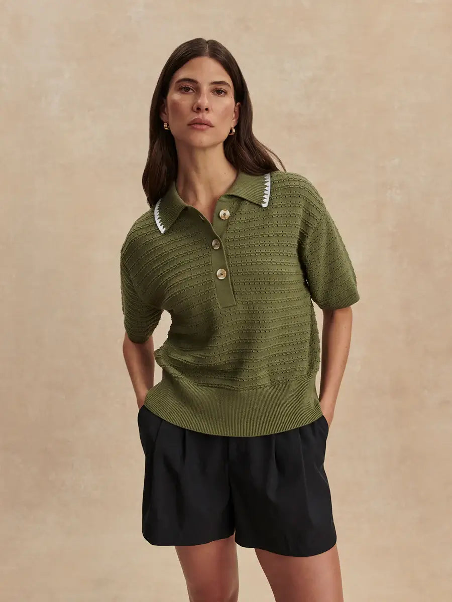 GUILIA POLO KNIT TOP