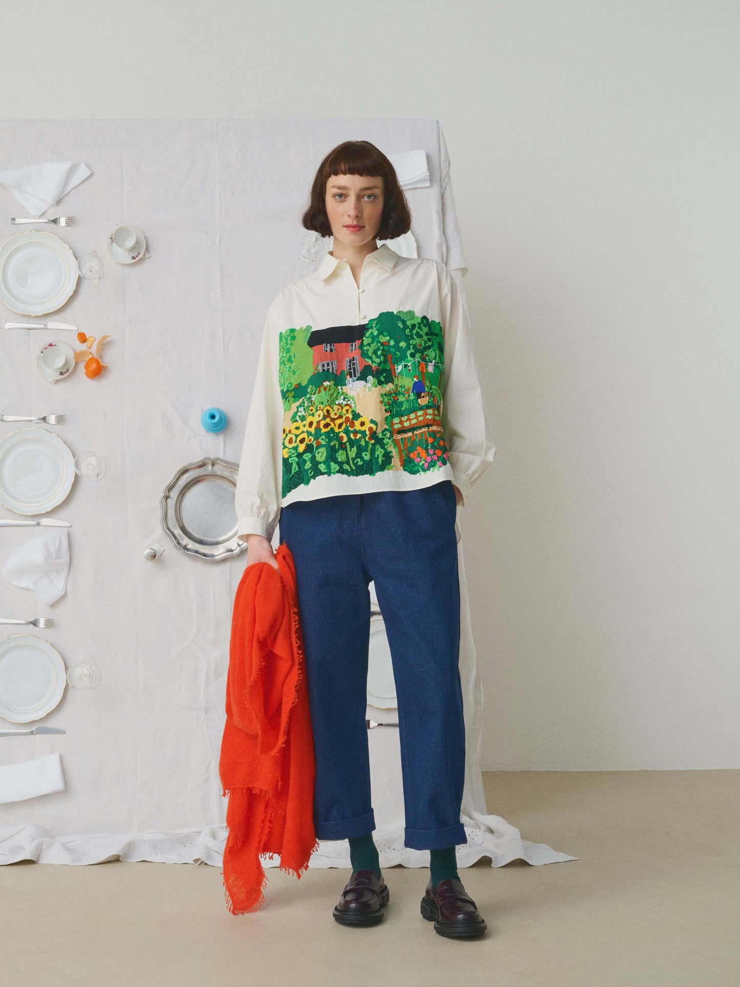 PRINTED HAND EMBROIDERED BLOUSE