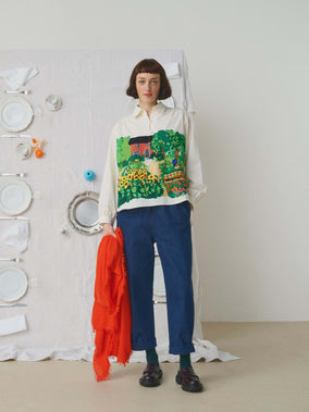 PRINTED HAND EMBROIDERED BLOUSE