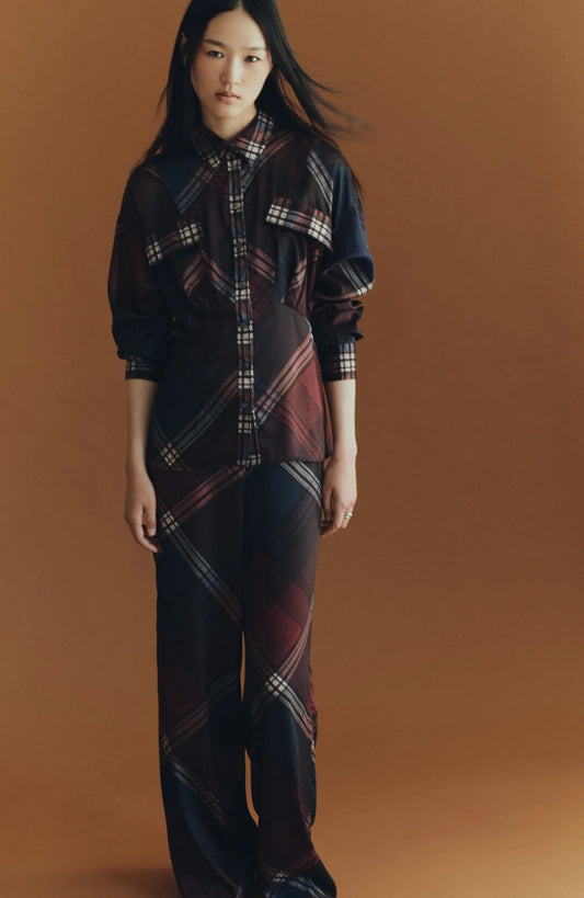 PLAID SARA SATIN PANT