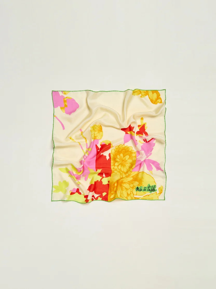 SCREEN PRINTED SQUARE SCARF IN 65X65 CMS IN ORANGE