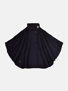 PINTUCK WOOLEN CAPE WITH CERAMIC BUTTONS