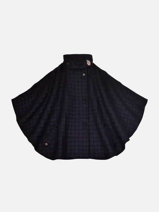 PINTUCK WOOLEN CAPE WITH CERAMIC BUTTONS