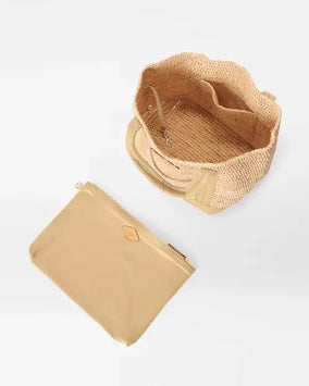 SMALL RAFFIA TOTE - RAFFIA/CAMEL