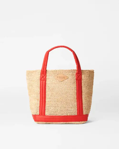 SMALL RAFFIA TOTE - RAFFIA/CHERRY