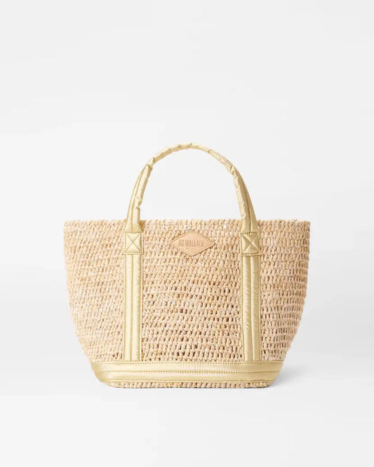 SMALL RAFFIA TOTE - SEQUIN RAFFIA