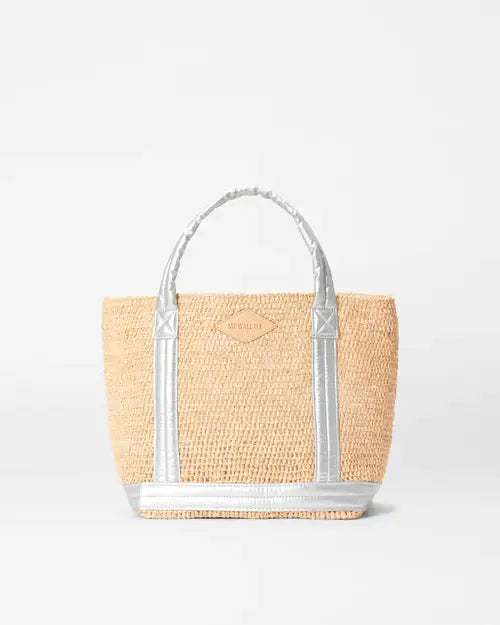 SMALL RAFFIA TOTE - MATTE SILVER