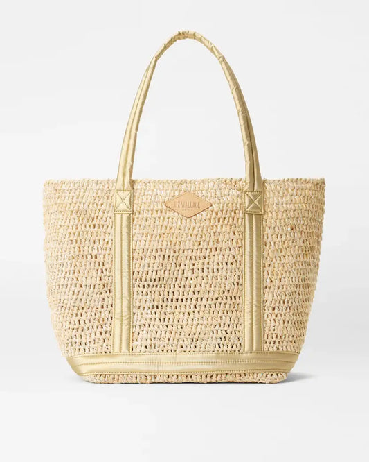 MEDIUM RAFFIA TOTE - SEQUIN RAFFIA
