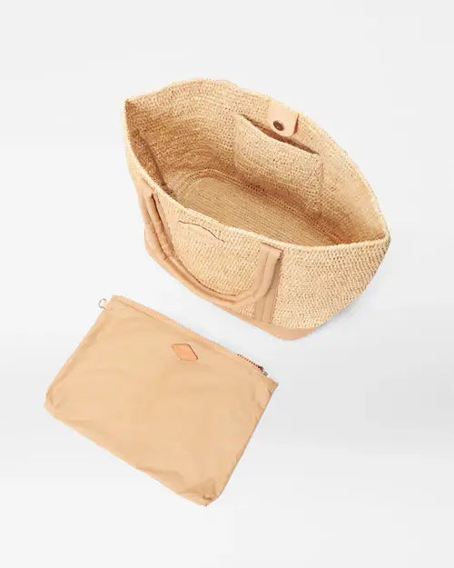 MEDIUM RAFFIA TOTE - RAFFIA/CAMEL