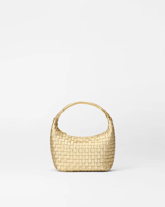 LIGHT GOLD PEARL MINI WOVEN HOBO