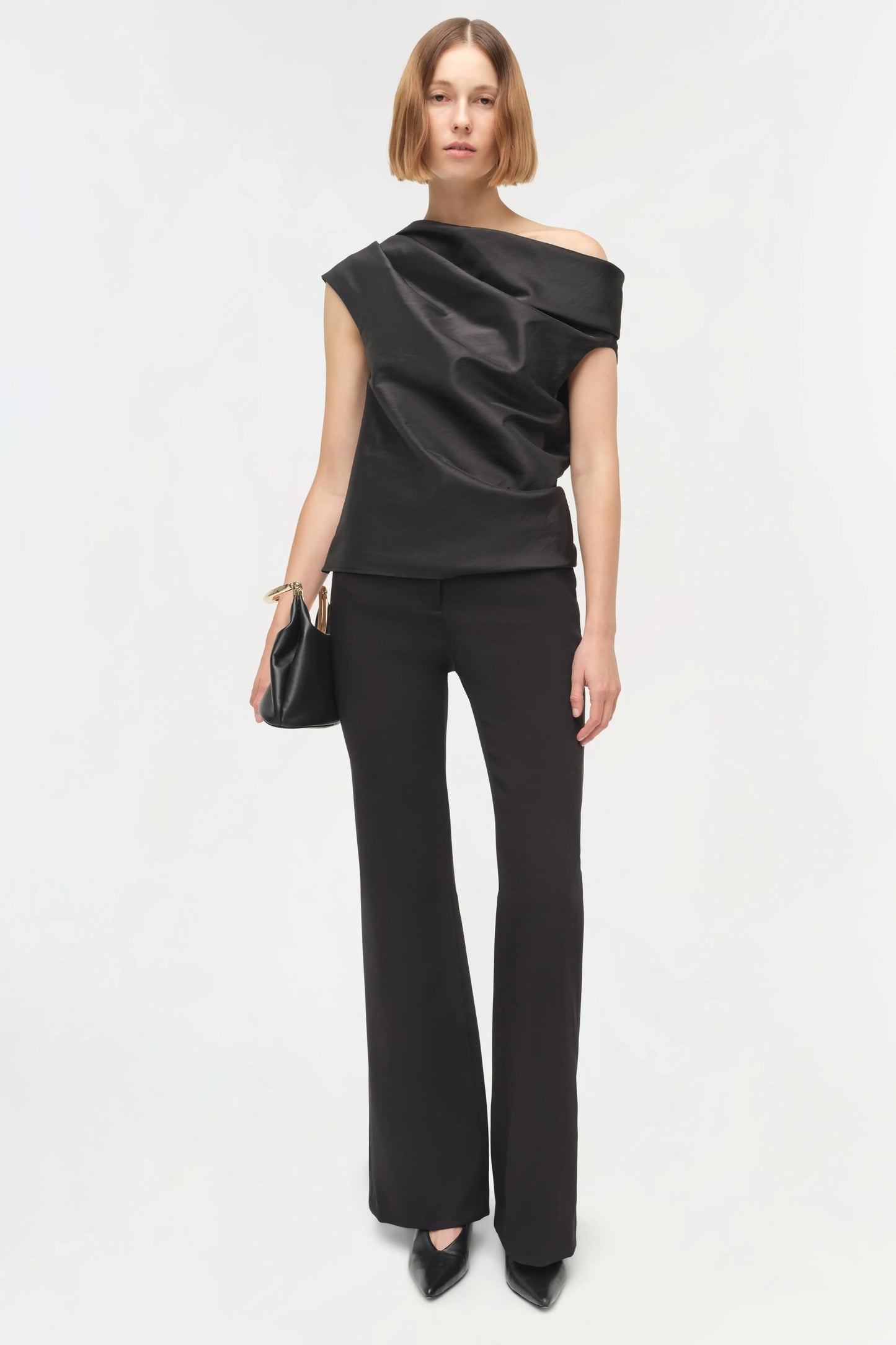 VIVIA DRAPED TOP- BLACK