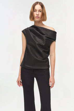 VIVIA DRAPED TOP- BLACK