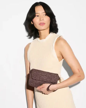 BROWN CROCHET CROCHET CONVERTIBLE CROSSBODY