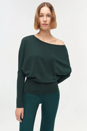 LAVINA DRAPED OFF SHOULDER SWEATER- CYPRESS