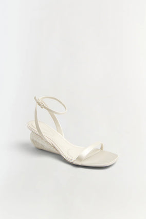 BRIDGET SATIN OYSTER SHELL WEDGE SANDAL