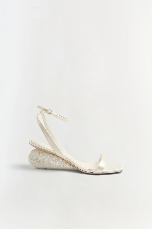 BRIDGET SATIN OYSTER SHELL WEDGE SANDAL