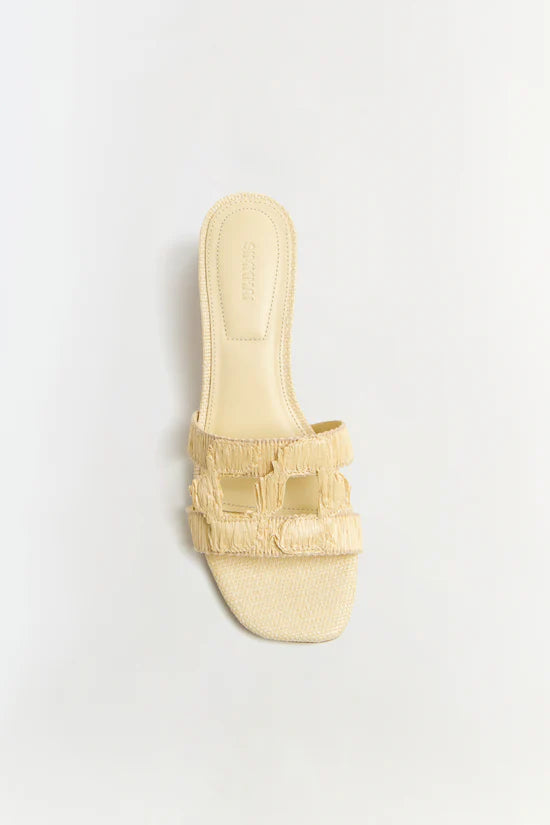 MONOGRAM RAFFIA FLAT SLIDE
