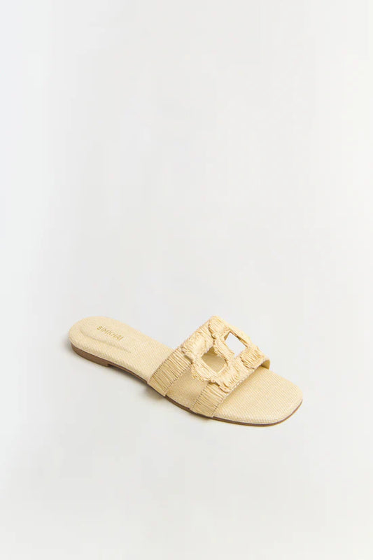 MONOGRAM RAFFIA FLAT SLIDE