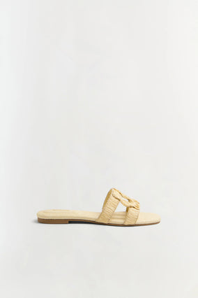 MONOGRAM RAFFIA FLAT SLIDE