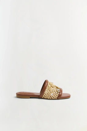 CASPIAN RAFFIA NETTED  FLAT SANDAL