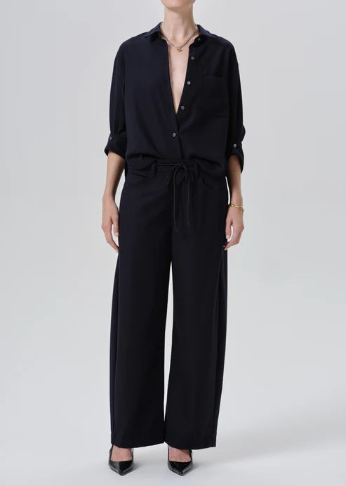 BRYNN DRAWSTRING TROUSER IN FELTED WOOL