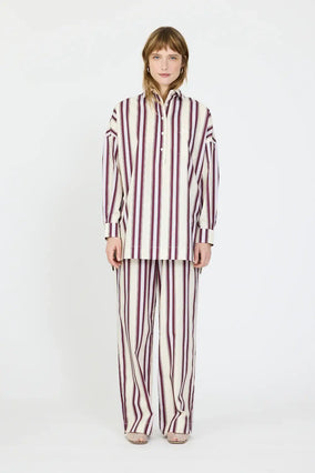 CHIARA HALF PLACKET STRIPED SHIRT