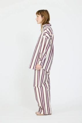 CHIARA HALF PLACKET STRIPED SHIRT