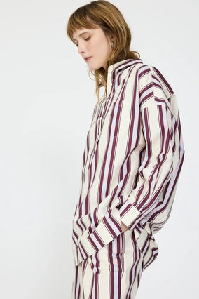 CHIARA HALF PLACKET STRIPED SHIRT