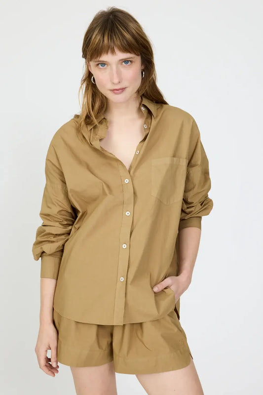 CHIARA CLASSIC LONG SLEEVE SHIRT- KHAKI