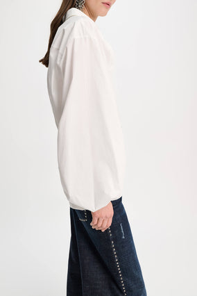 POPLIN PUFF SLEEVE BLOUSE