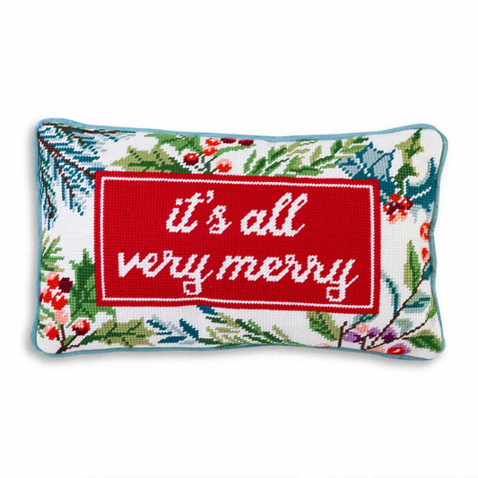 VERY MERRY NEEDLEPOINT PILLOW
