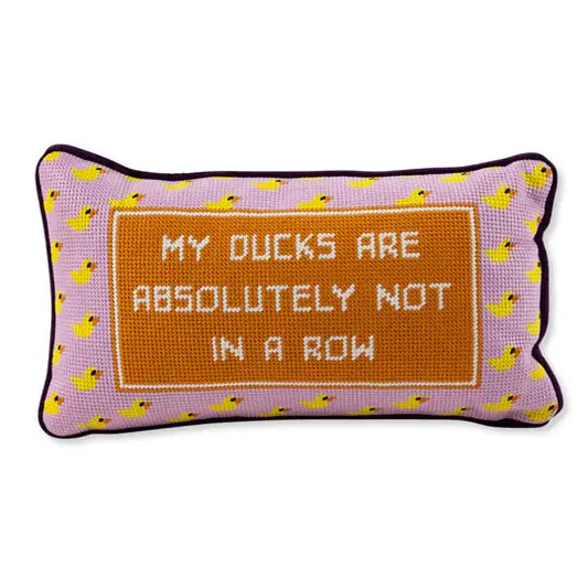DUCKS IN A ROW NEEDLEPOINT PILLOW