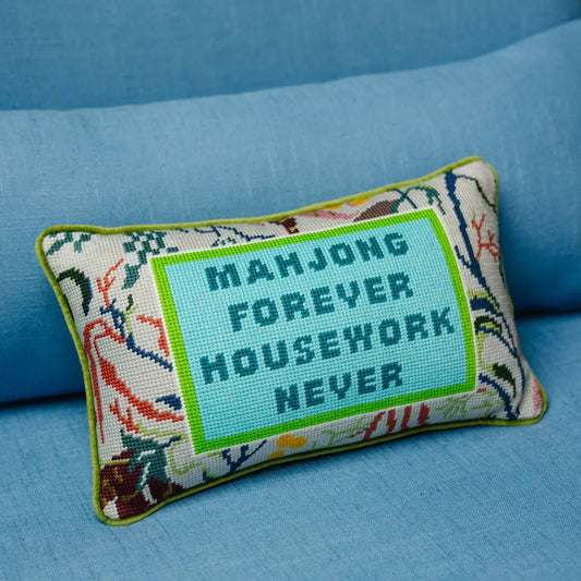 MAHJONG NEEDLEPOINT PILLOW