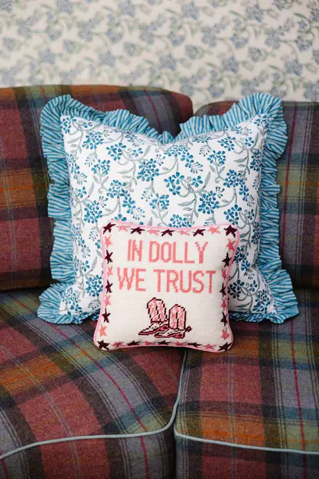 TRUST DOLLY NEEDLEPOINT PILLOW