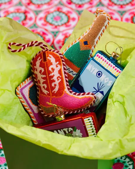 CHAMPAGNE NEEDLEPOINT ORNAMENT