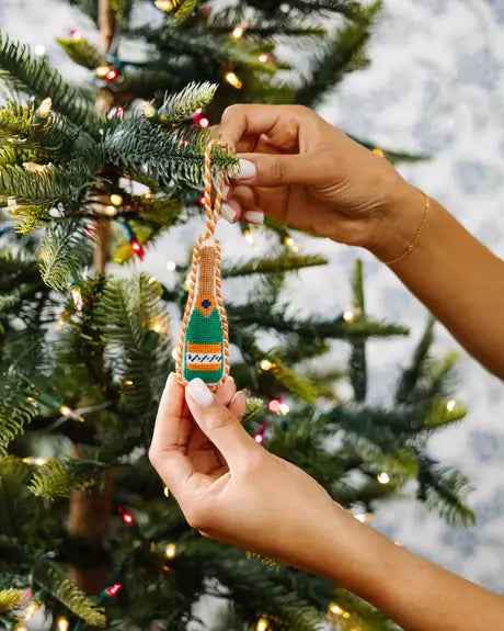 CHAMPAGNE NEEDLEPOINT ORNAMENT