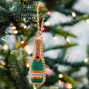 CHAMPAGNE NEEDLEPOINT ORNAMENT