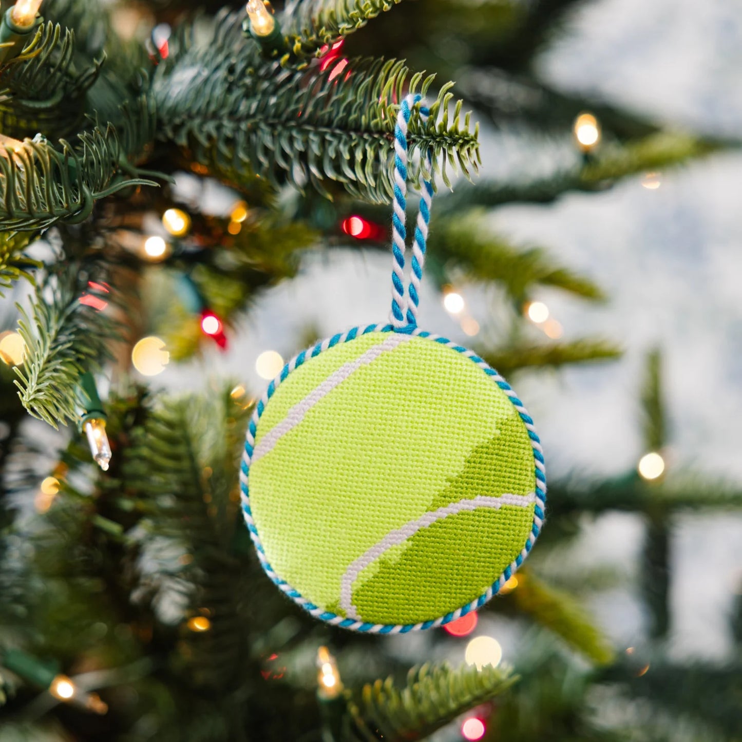 TENNIS BALL NEEDLEPOINT ORNAMENT