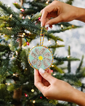 OYSTER NEEDLEPOINT ORNAMENT