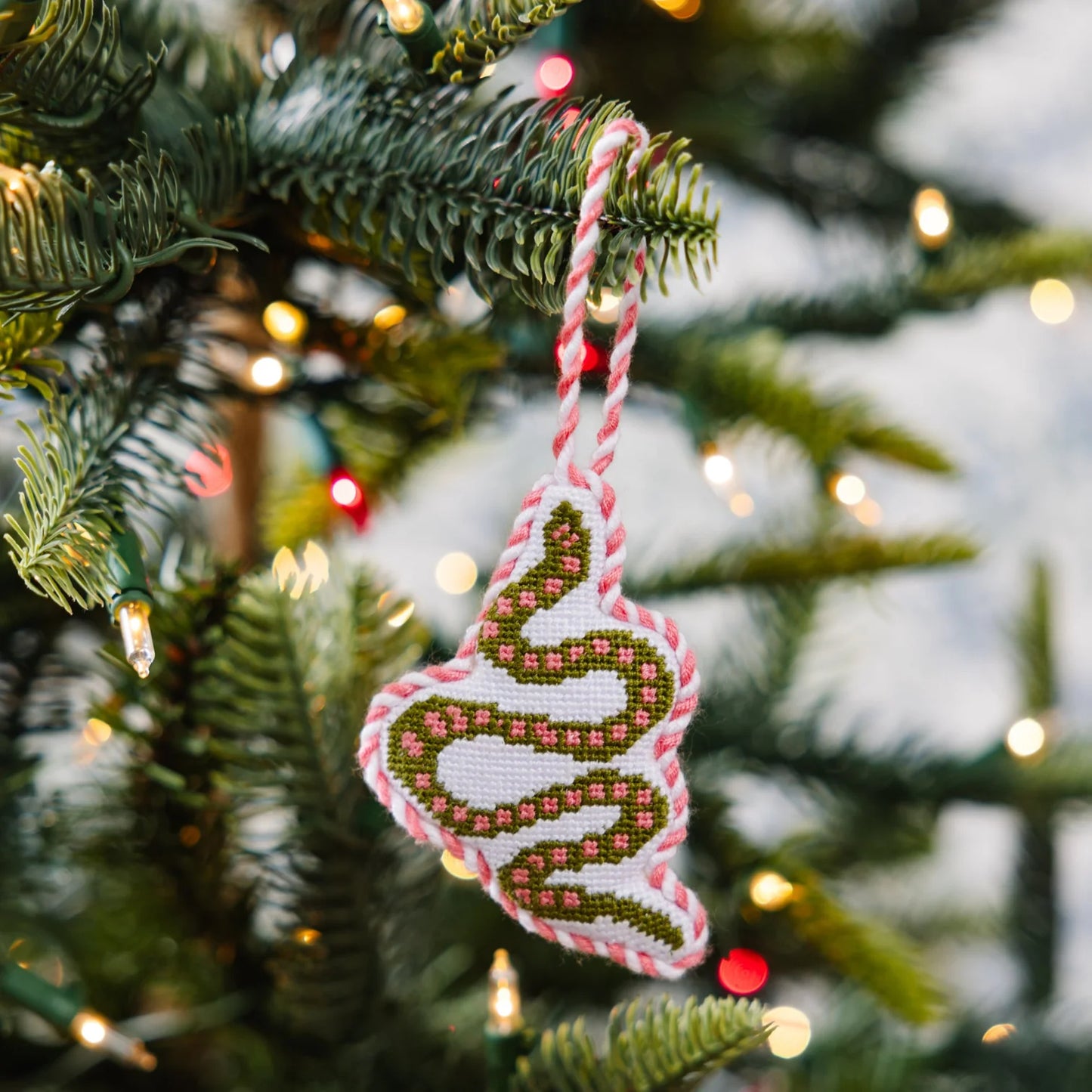 SNAKE NEEDLEPOINT ORNAMENT