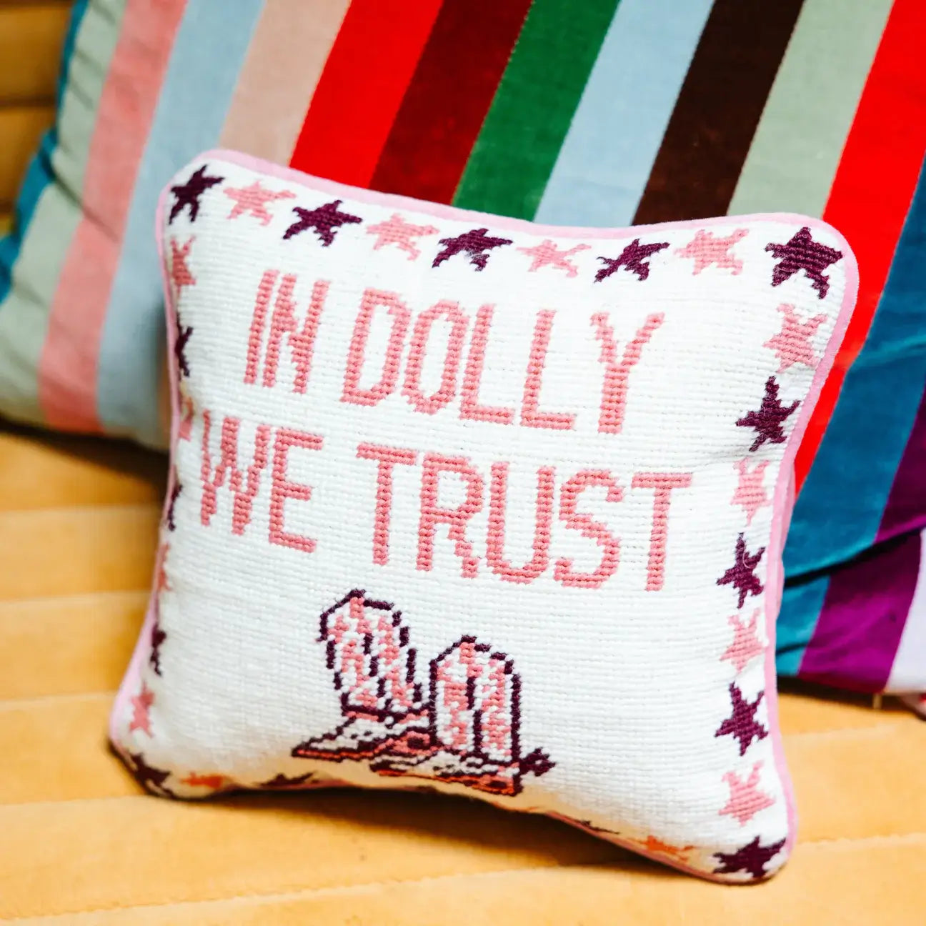 TRUST DOLLY NEEDLEPOINT PILLOW