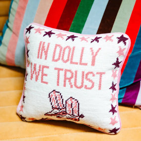 TRUST DOLLY NEEDLEPOINT PILLOW