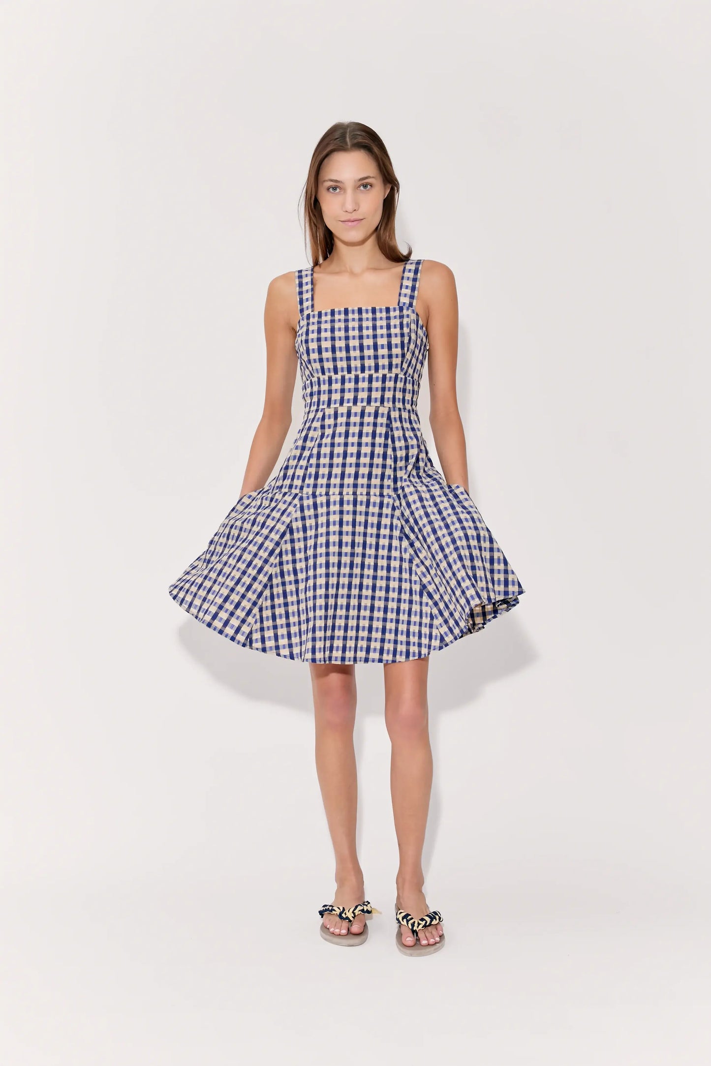 SKATER DRESS IN SEERSUCKER CHECK