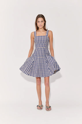 SKATER DRESS IN SEERSUCKER CHECK