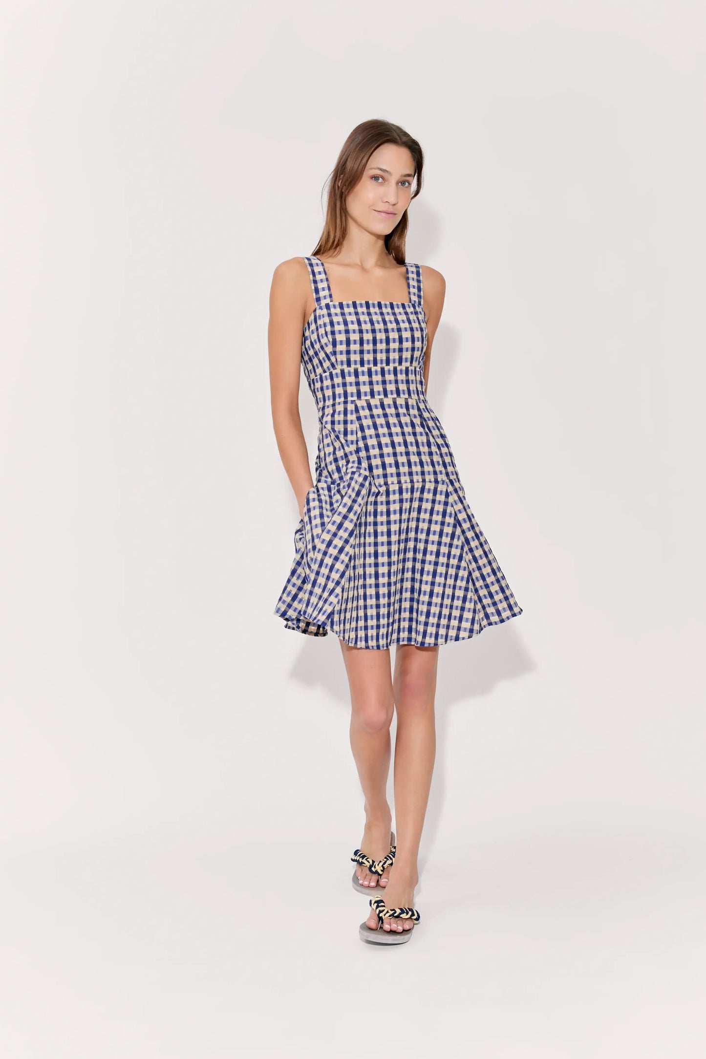 SKATER DRESS IN SEERSUCKER CHECK