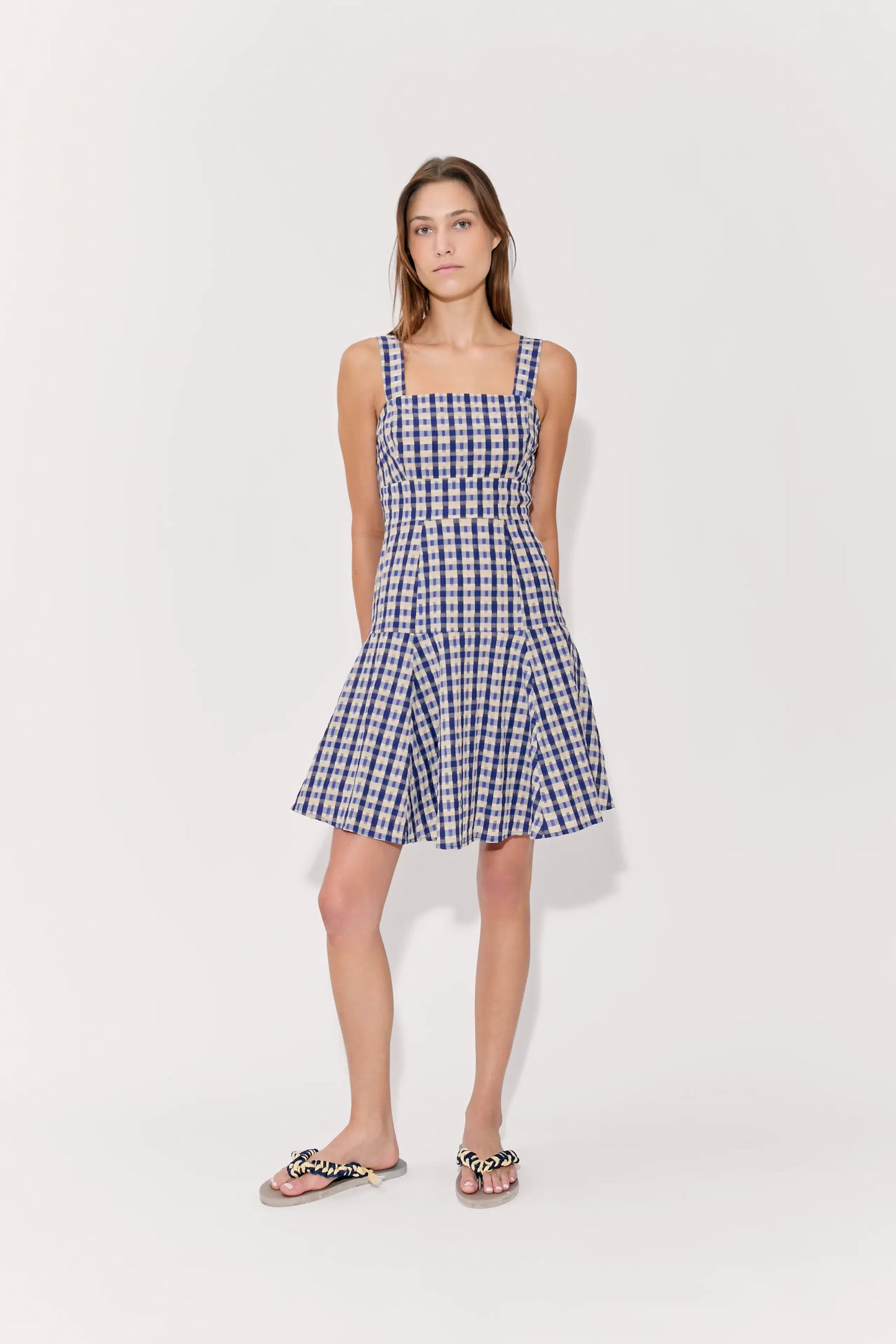 SKATER DRESS IN SEERSUCKER CHECK